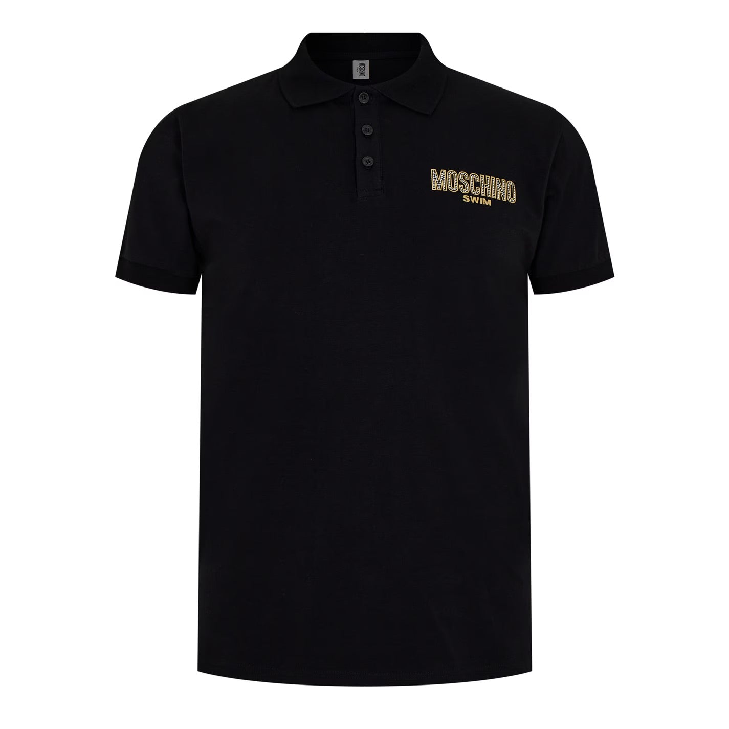 Moschino Swim Logo Black Polo Shirt