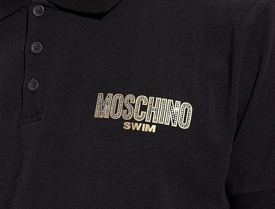 Moschino Swim Logo Black Polo Shirt