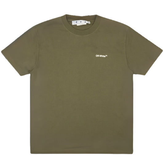 Off-White Bricks Logo Slim Fit Green T-Shirt