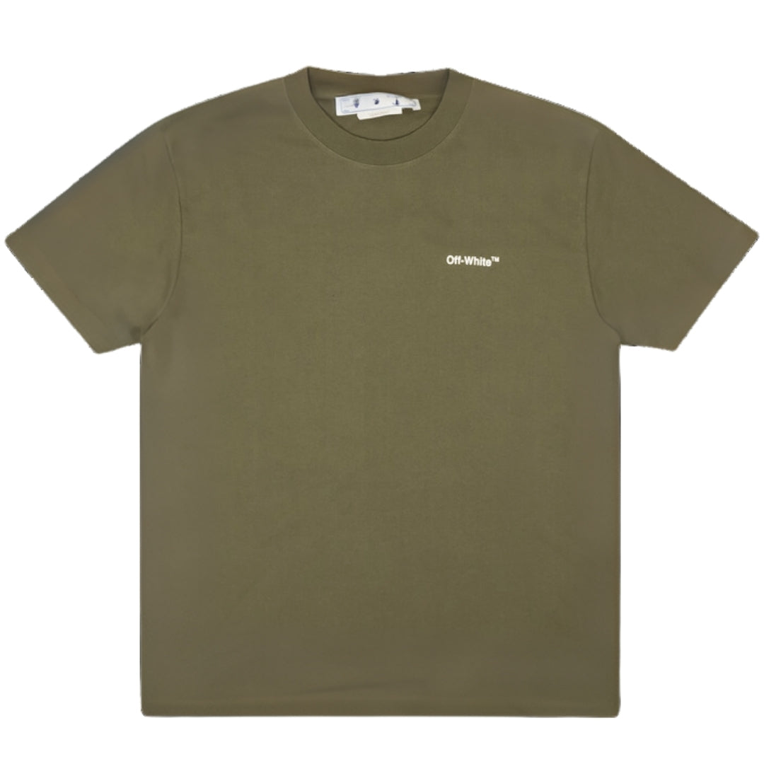 Off-White Bricks Logo Slim Fit Green T-Shirt L