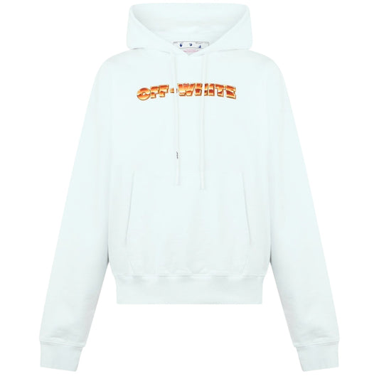 Off-White Orange Metal Arrow Logo Skate White Hoodie XS