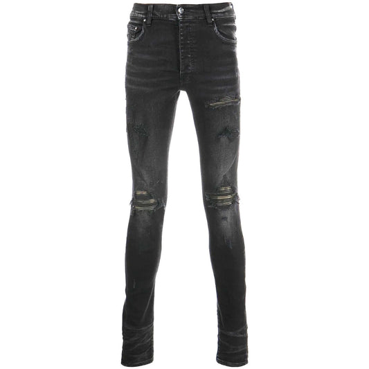 Amiri MX1 Leather Camo Aged Black Jeans