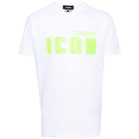 Dsquared2 Cool Fit Green Blur Icon Logo White T-Shirt XS