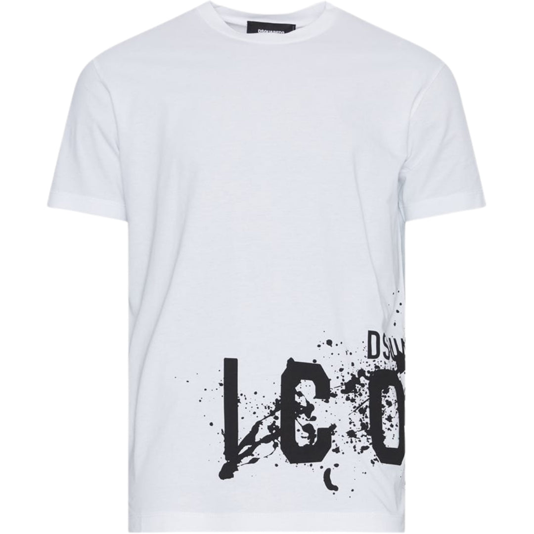 Dsquared2 Cool Fit Large Icon Paint Splatter Logo White T-Shirt XS