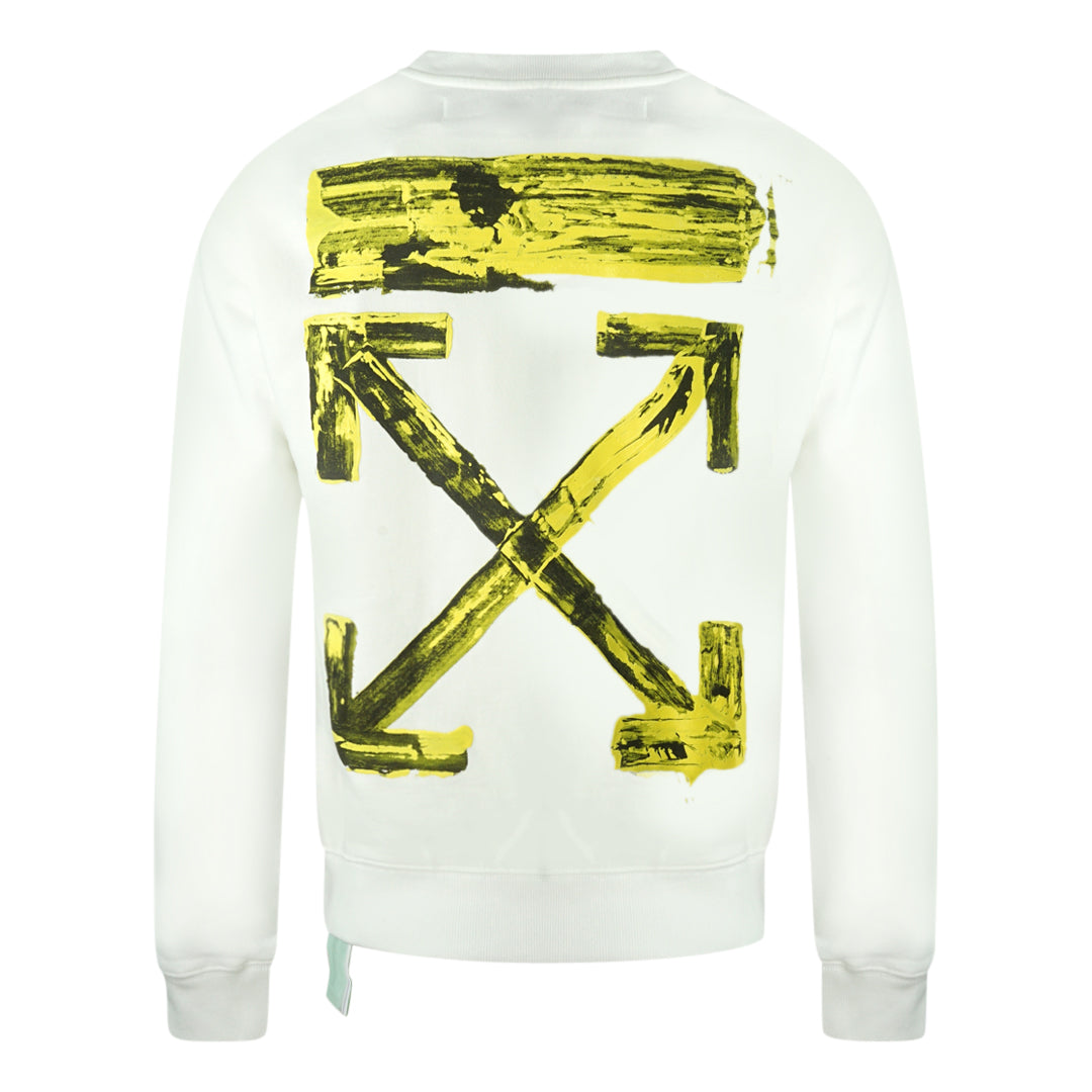 Off-White Yellow Black Arrow Back Logo White Sweatshirt