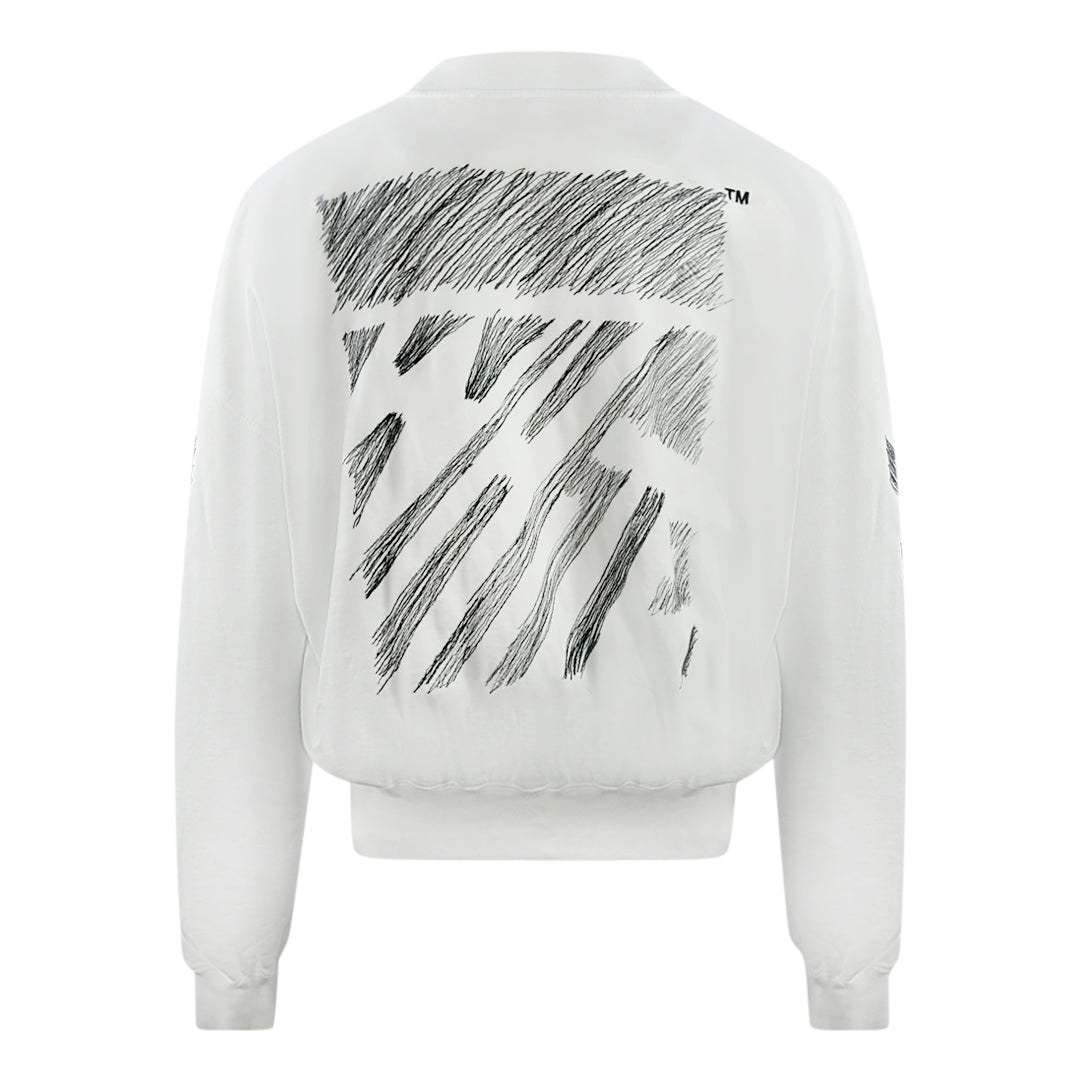 Off-White Scribble Diagonal Boxy Crew Neck White Sweatshirt