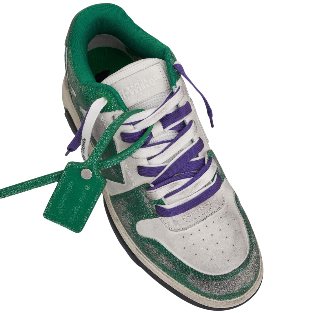 Off White Mens Out Of Office Vintage Calf Leather Green Sneakers