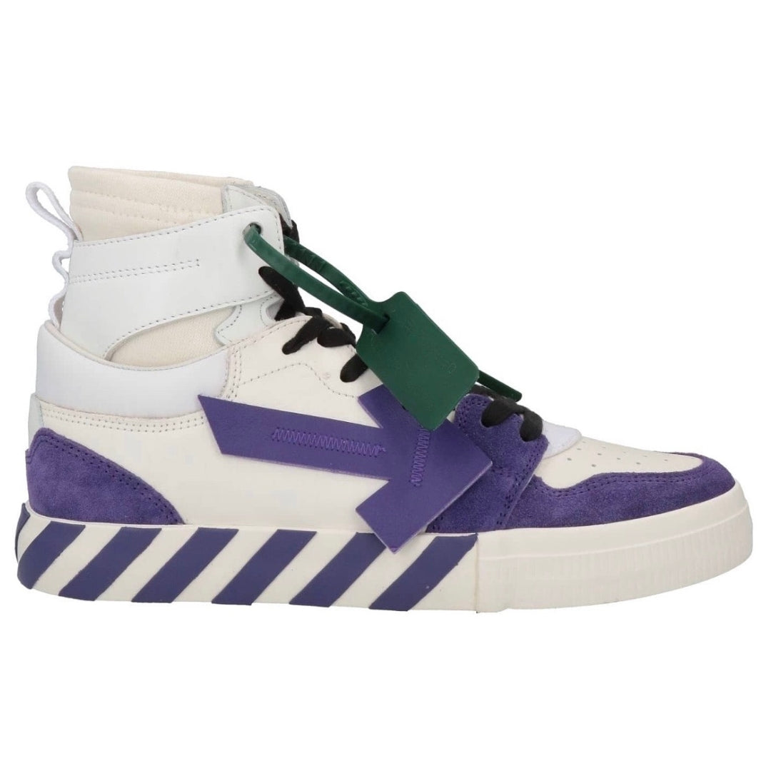 Off-White High Top Vulcanized Leather White/Purple Sneaker