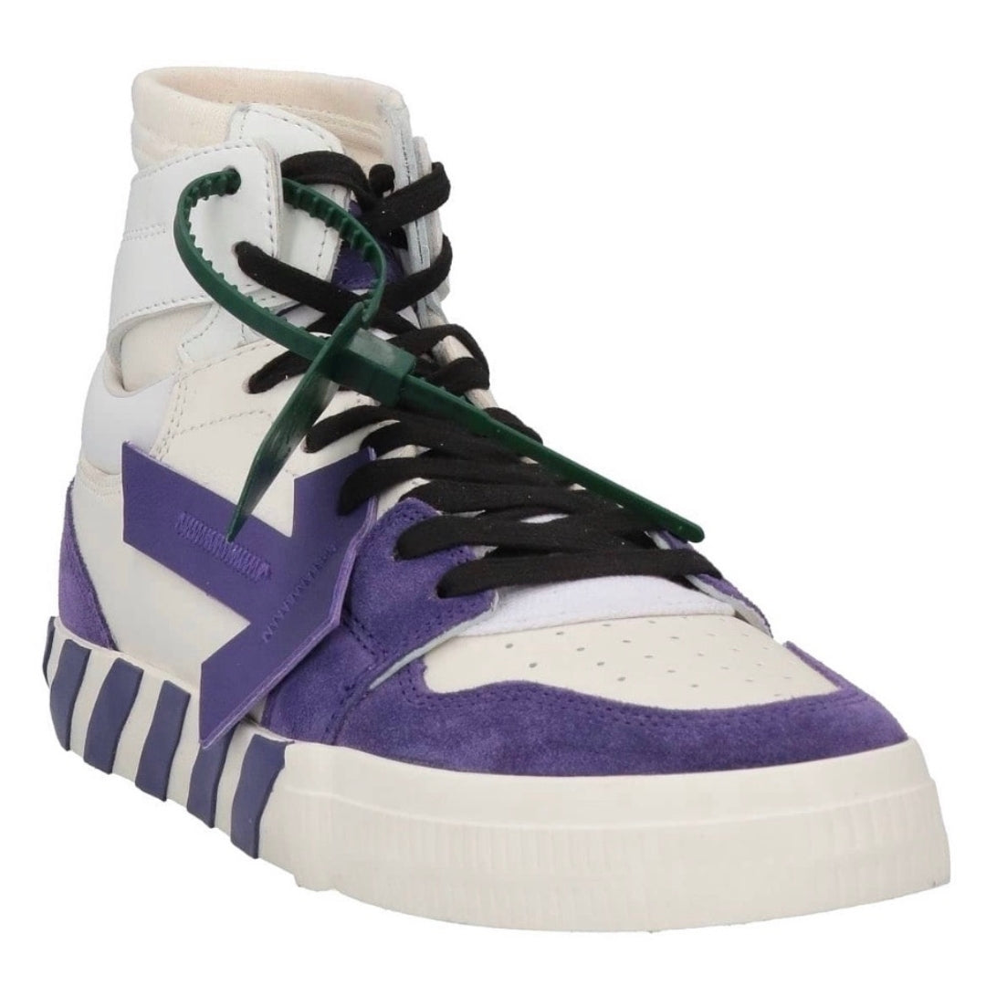 Off-White High Top Vulcanized Leather White/Purple Sneaker