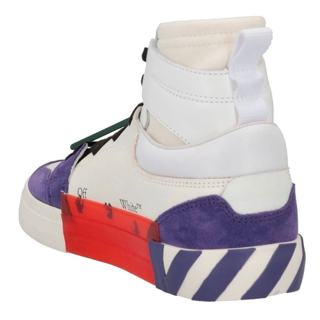 Off-White High Top Vulcanized Leather White/Purple Sneaker