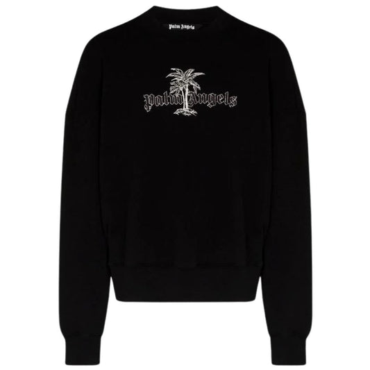 Palm Angels Mens Logo Crew  Sweater Black