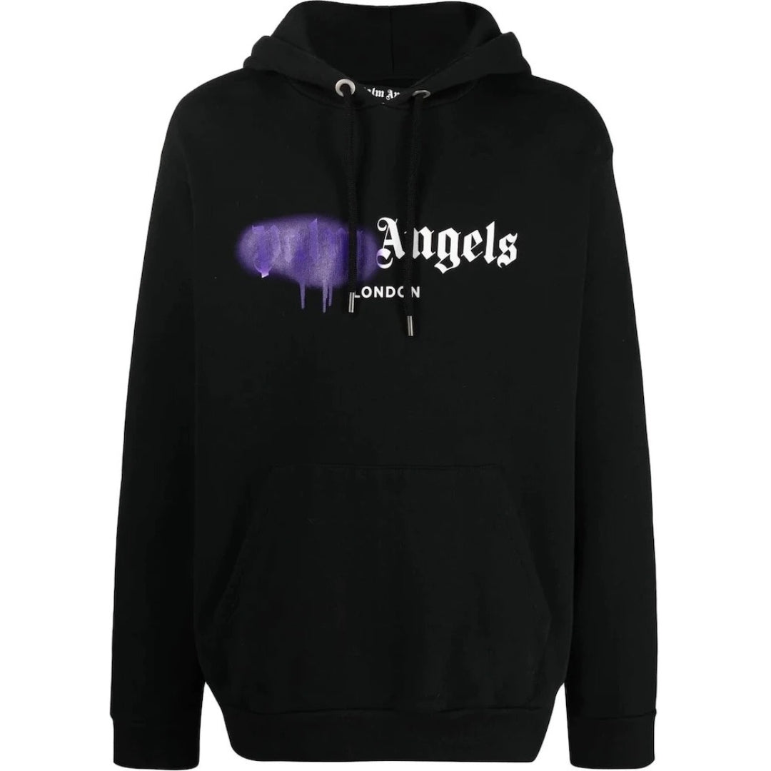 Palm Angels London Spray Paint Logo Black Hoodie