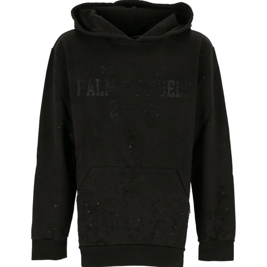 Palm Angels Mens Damaged Logo Hoodie Black