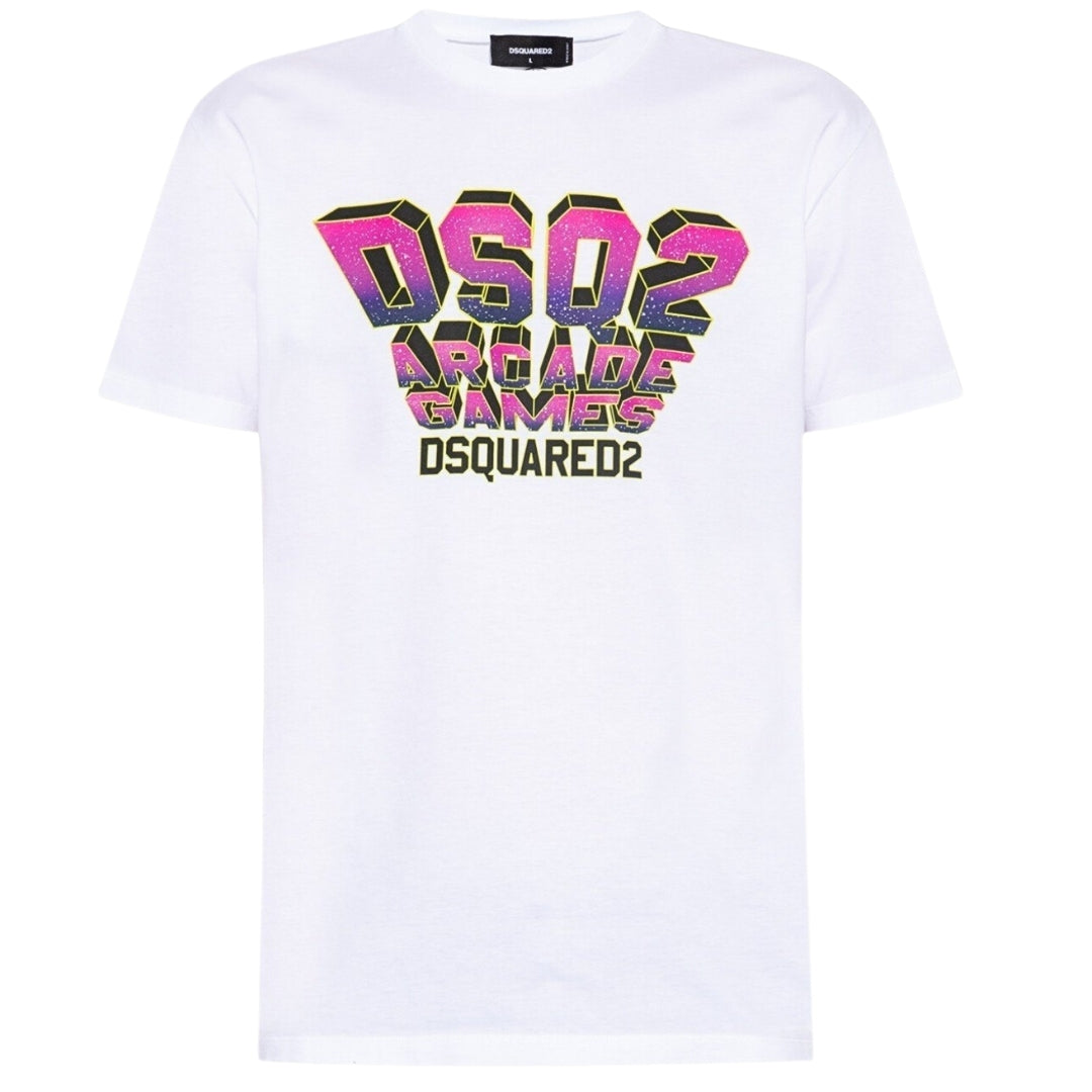 Dsquared2 Space Invaders Logo Cool Fit White T Shirt