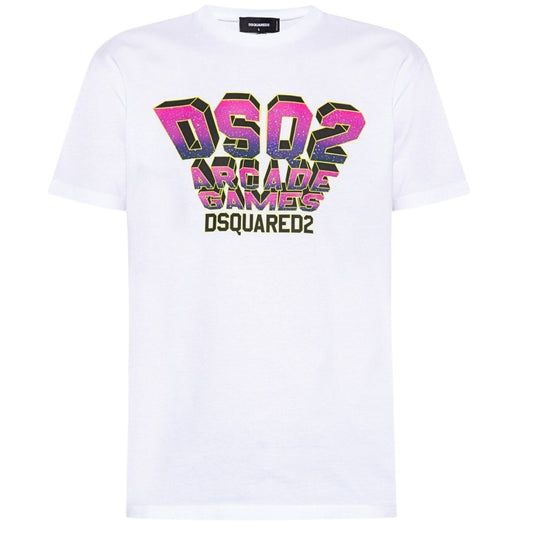 Dsquared2 Space Invaders Logo Cool Fit White T Shirt